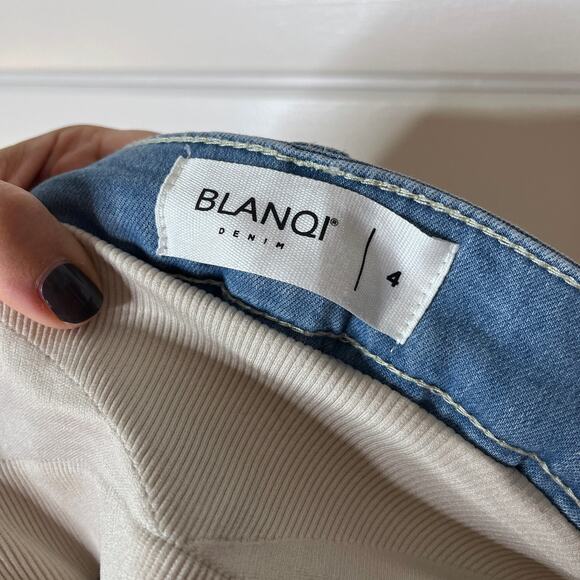 Blanqi Maternity Skinny Jeans Distressed Light Wash Stretch Denim Holes Blue 4 - Picture 6 of 7